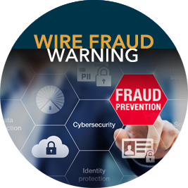Round button that links to a page with Wire Fraud info
